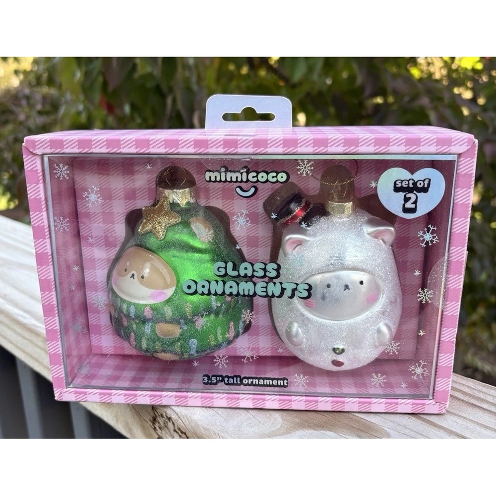 Mimicoco Christmas Tree Shiba Inu Snowman Polar Bear Glass Blown Ornament Set